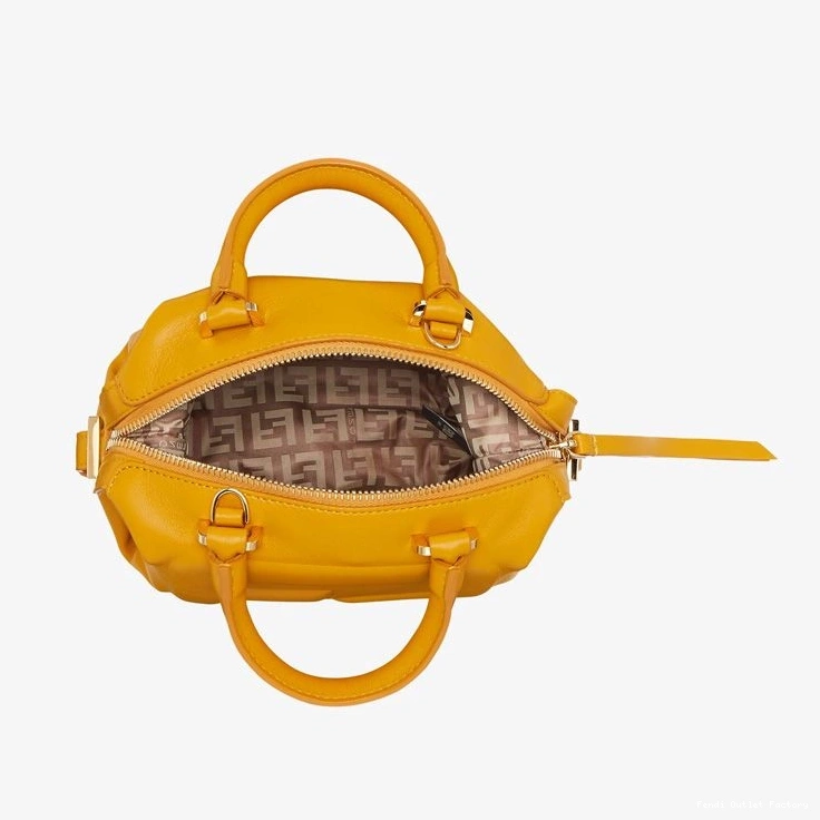 Cheap HOT Leather FF Bag Nappa In Cube Fendi Yellow Mini 0731